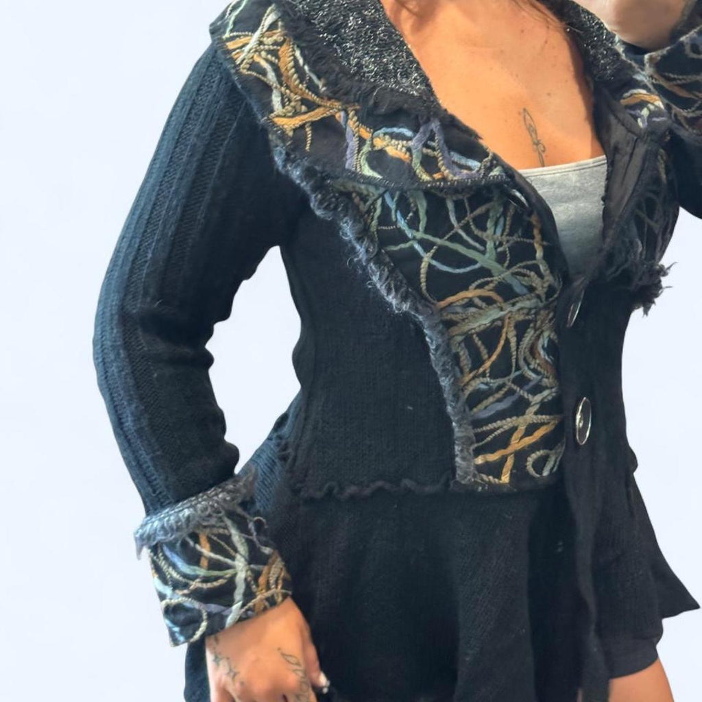 American Vintage Women's Black and Multi Cardigan