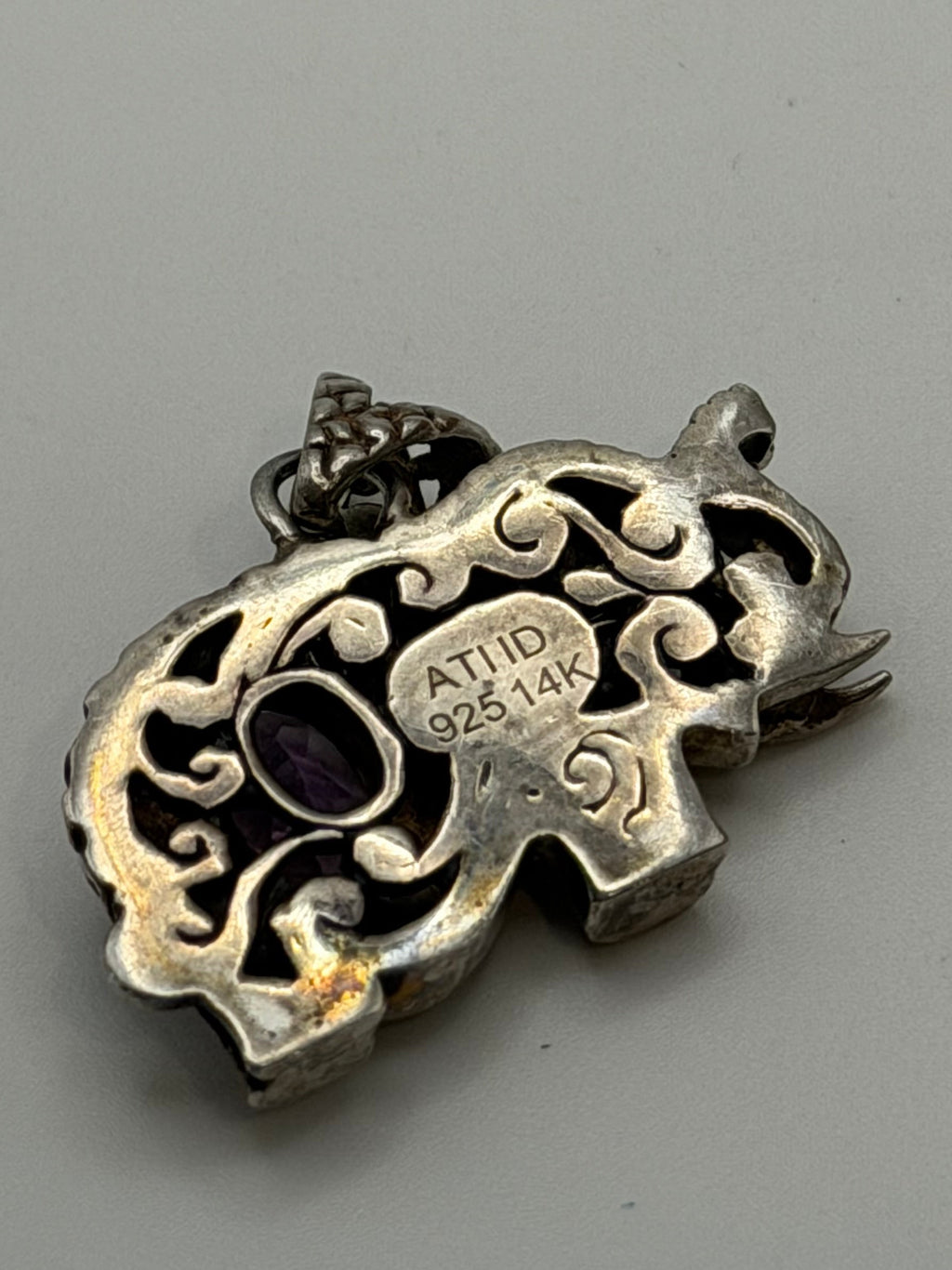 .925 & 14k Elephant Pendant