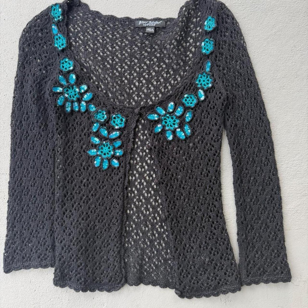 Betsey Johnson Crochet Cardigan XS