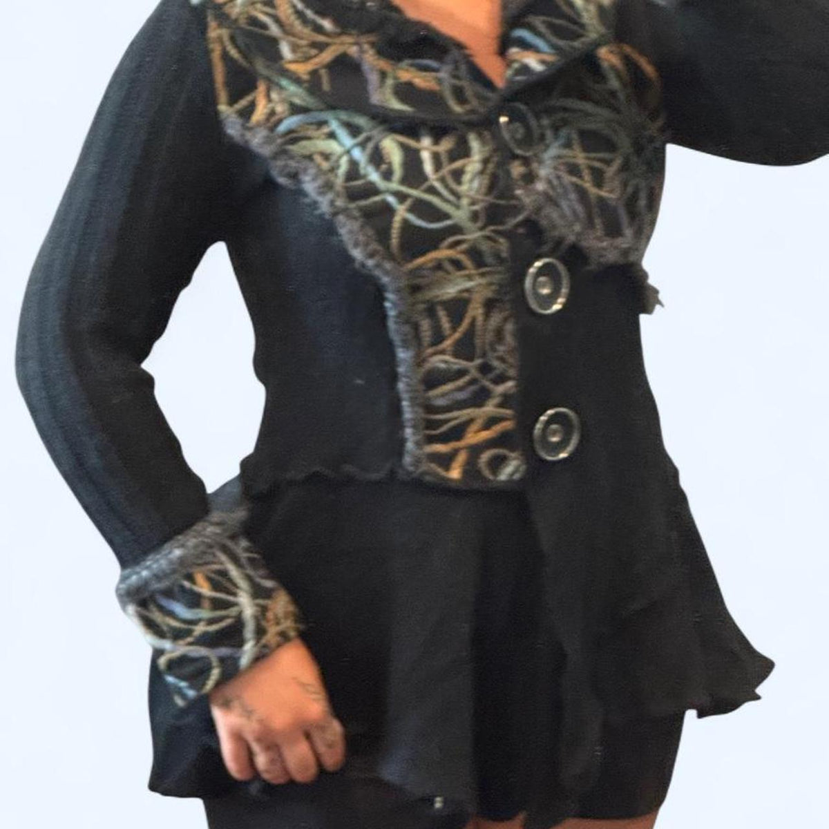 American Vintage Women's Black and Multi Cardigan