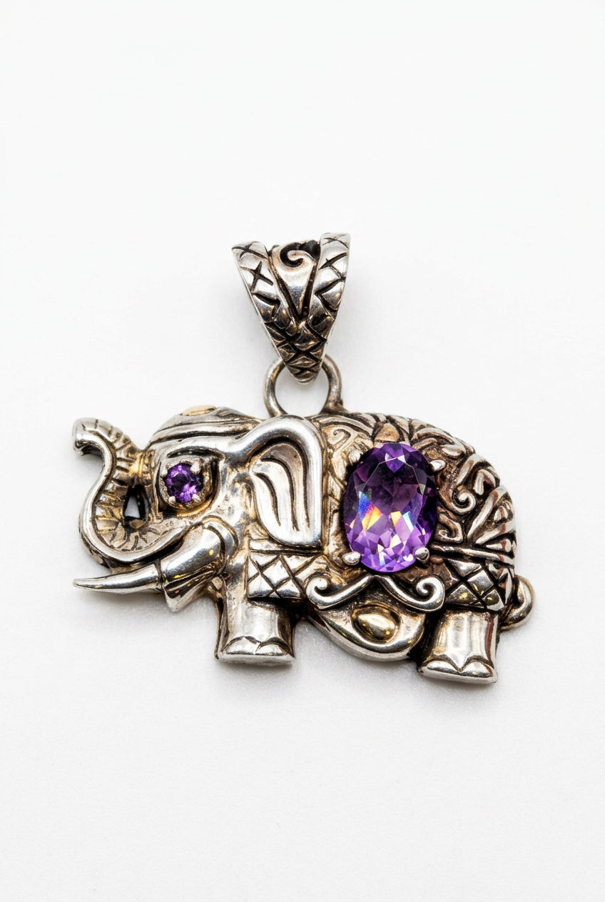 .925 & 14k Elephant Pendant