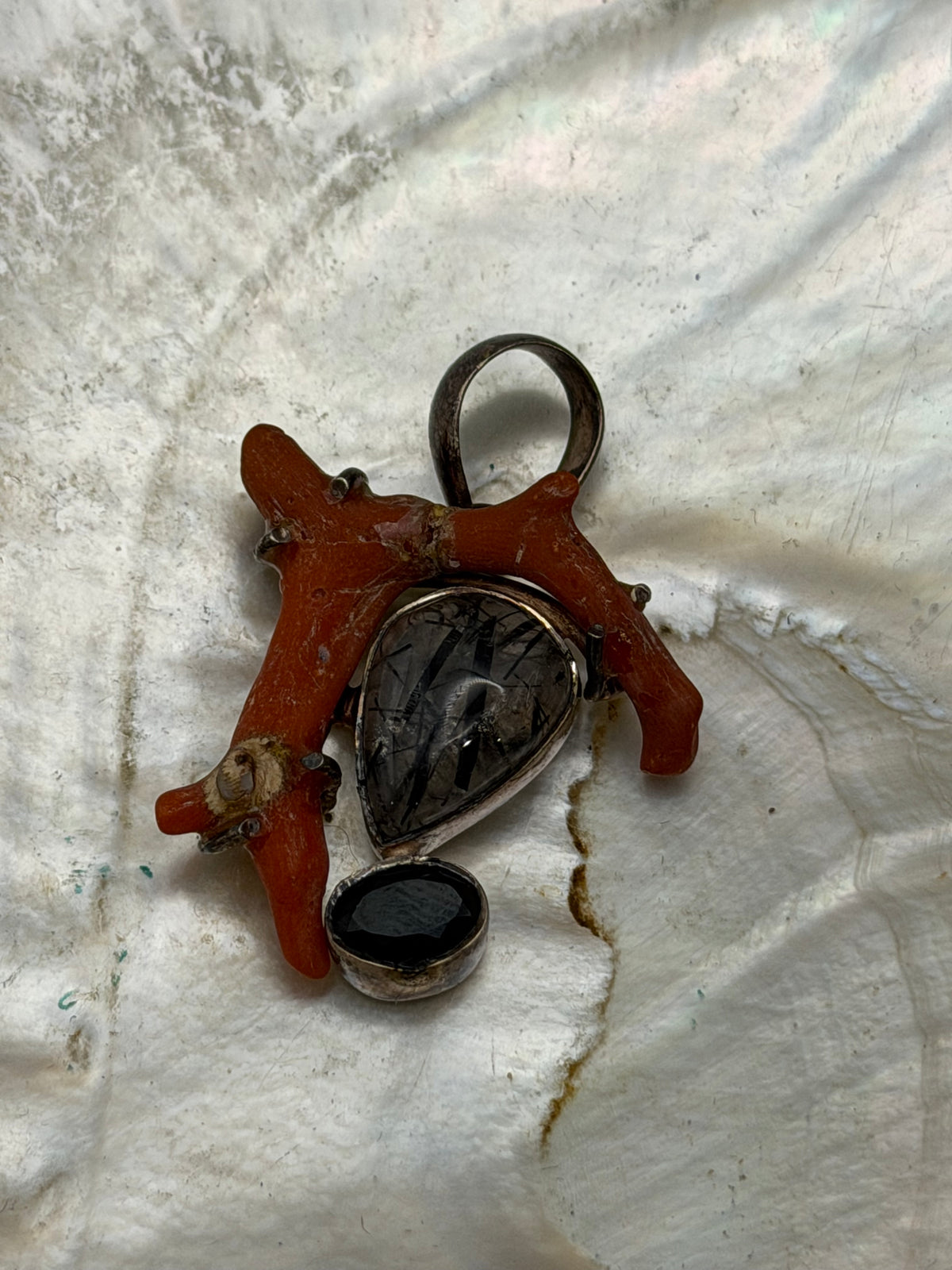 .925 Raw Coral Pendant