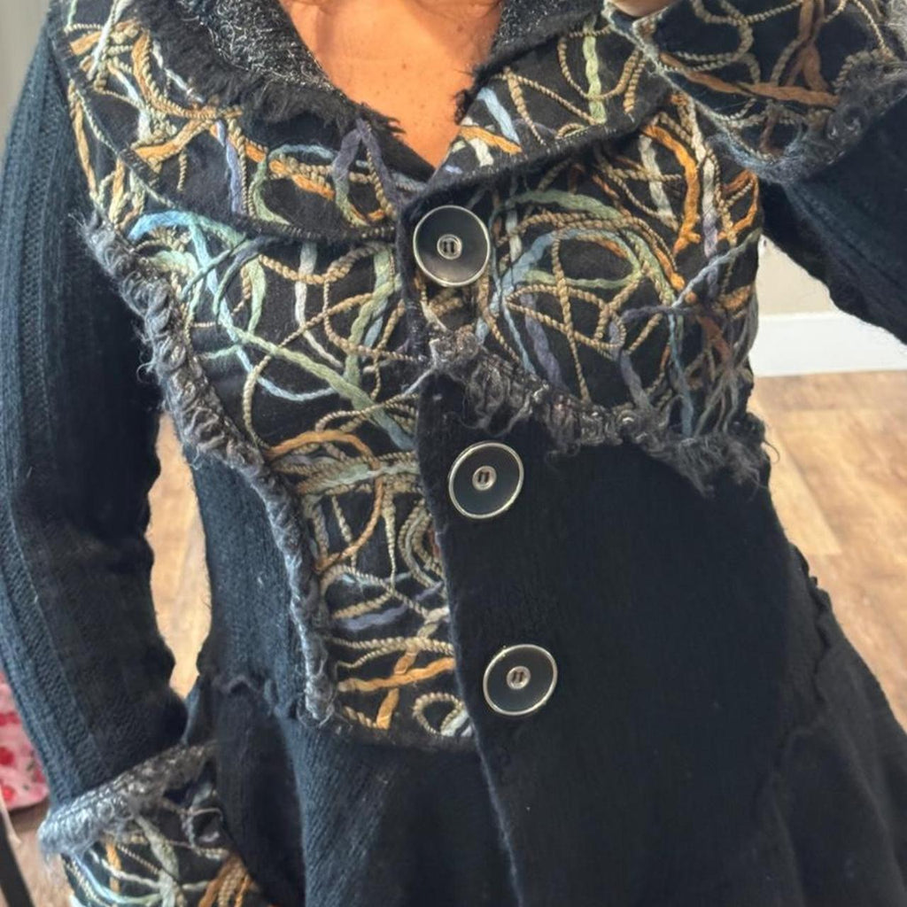 American Vintage Women's Black and Multi Cardigan