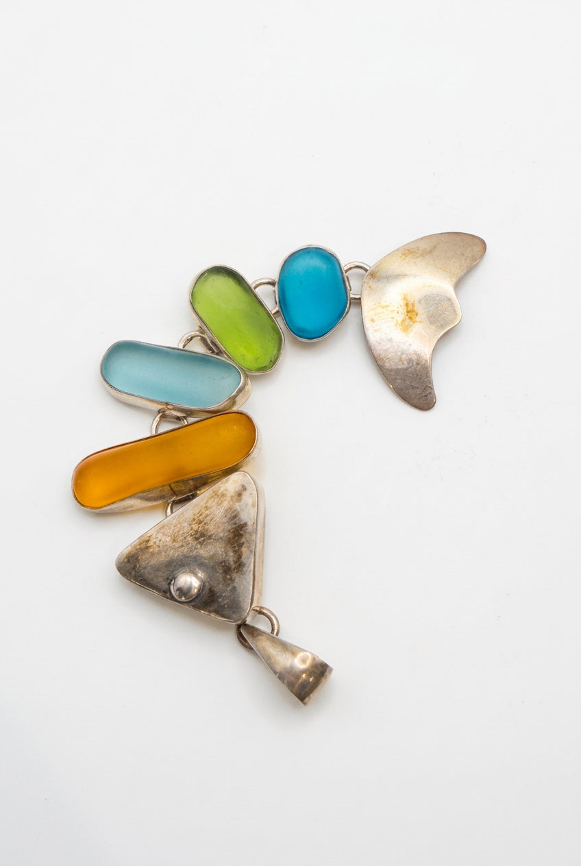 .925 Seaglass Fish Pendant