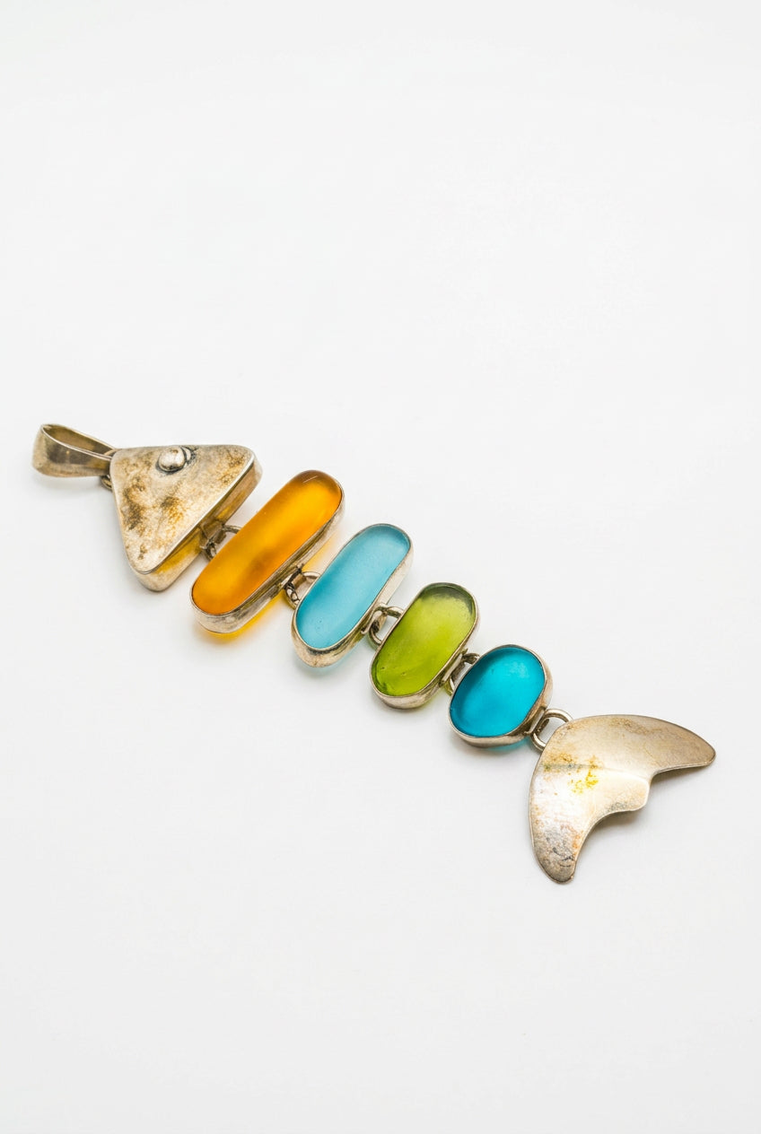 .925 Seaglass Fish Pendant