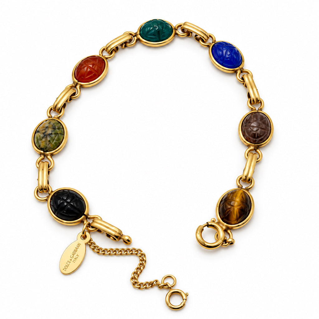 12k GF Scarab Stone Bracelet