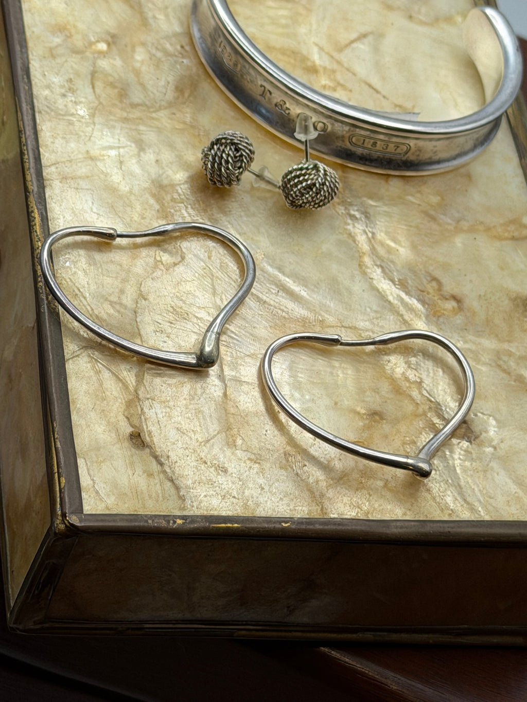 .925 Tiffany & Co. Elsa Peretti Open Heart Hoop Earrings