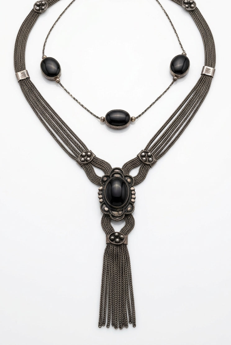 .925 Black Onyx Necklace Set