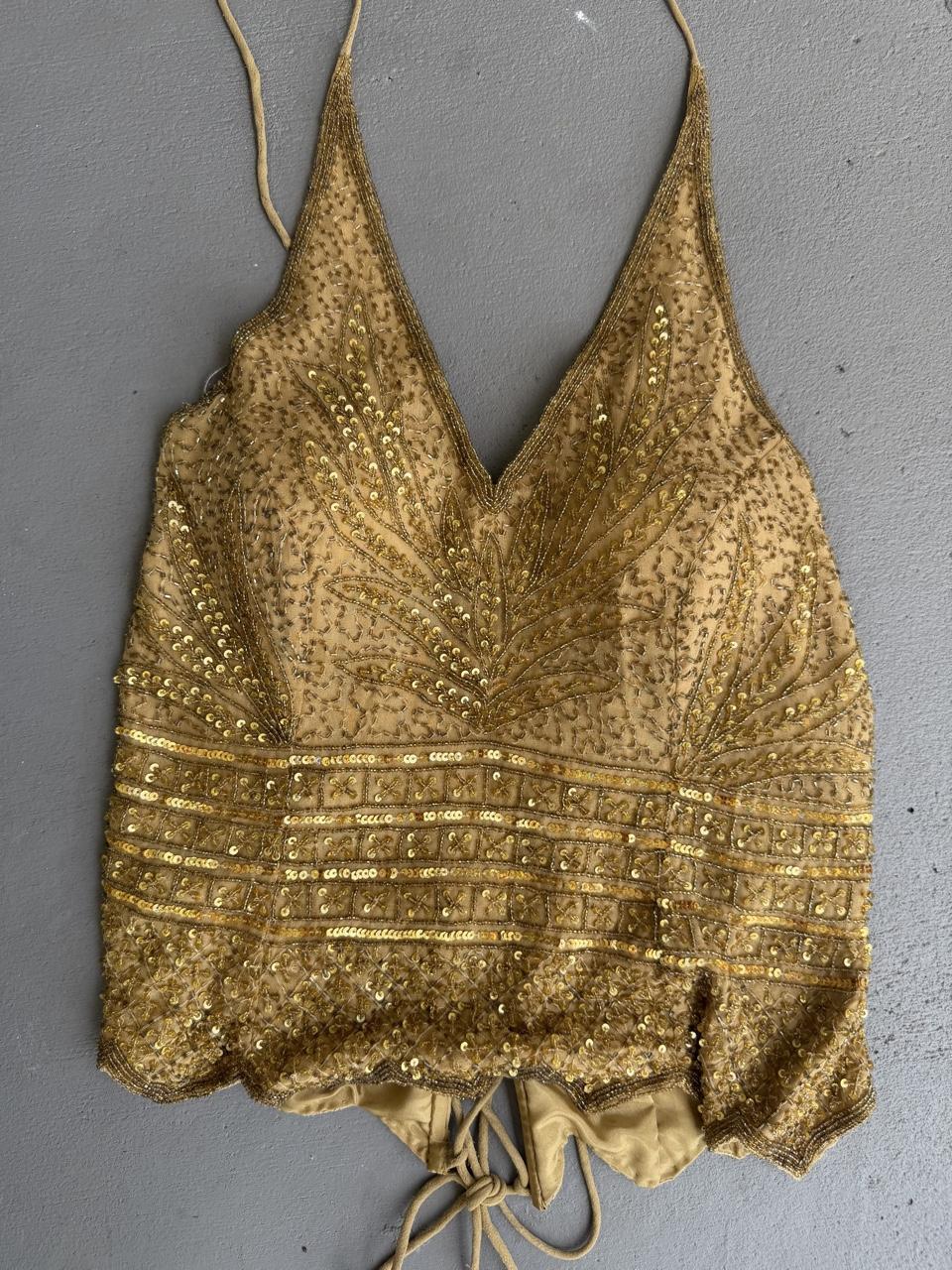 Aftershock Beaded Gold Cami XL