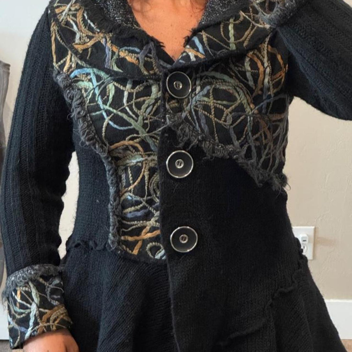 American Vintage Women's Black and Multi Cardigan